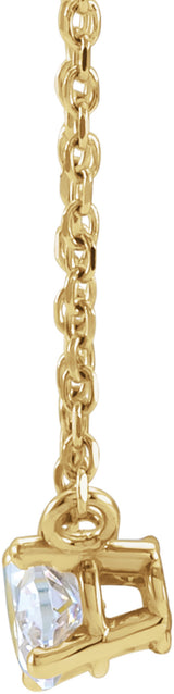 14K Yellow Gold 1/4 CT Natural Diamond Solitaire 16-18" Necklace