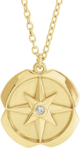 14K Yellow Gold .01 CT Natural Diamond Star 16-18" Necklace