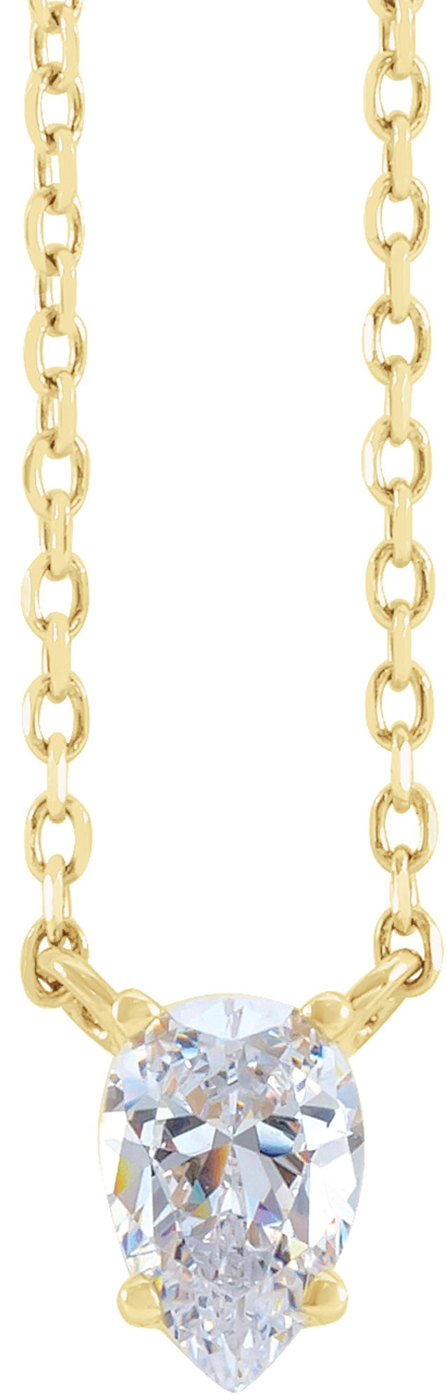 14K Yellow Gold 1/3 CT Natural Diamond Solitaire 16-18" Necklace