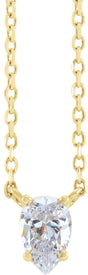 14K Yellow Gold 1/3 CT Natural Diamond Solitaire 16-18" Necklace