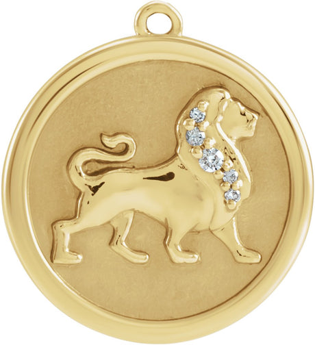 14K Yellow .02 CTW Natural Diamond Lion Dangle