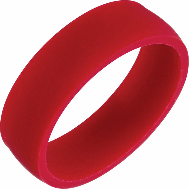 Maroon Silicone 7 mm Comfort-Fit Half Round Band Size 7