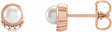 14K Rose Gold Cultured White Akoya Pearl & .02 CTW Natural Diamond Earrings