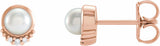 14K Rose Gold Cultured White Akoya Pearl & .02 CTW Natural Diamond Earrings