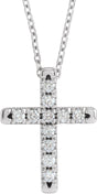 14K White 1/5 CTW Lab-Grown Diamond French-Set Cross 16-18" Necklace