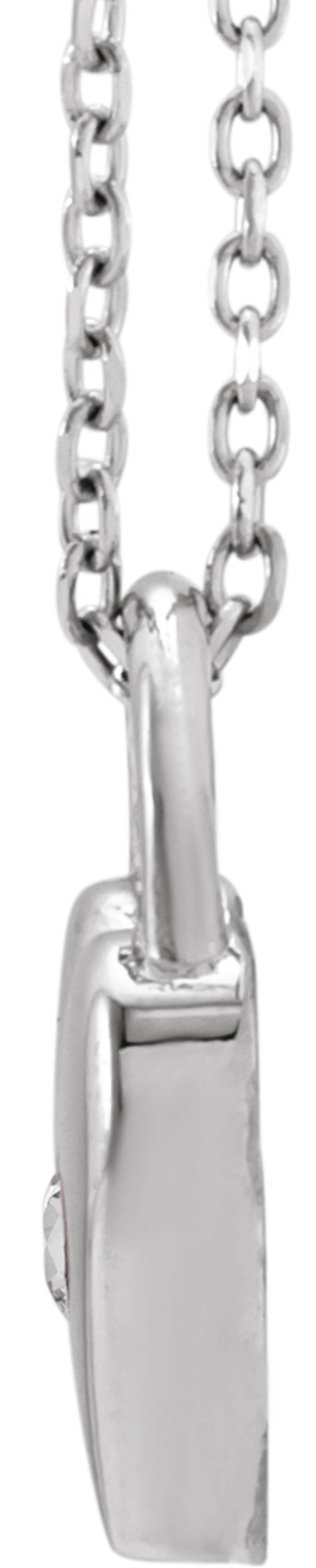 Sterling Silver Natural White Sapphire Heart Lock 18" Necklace