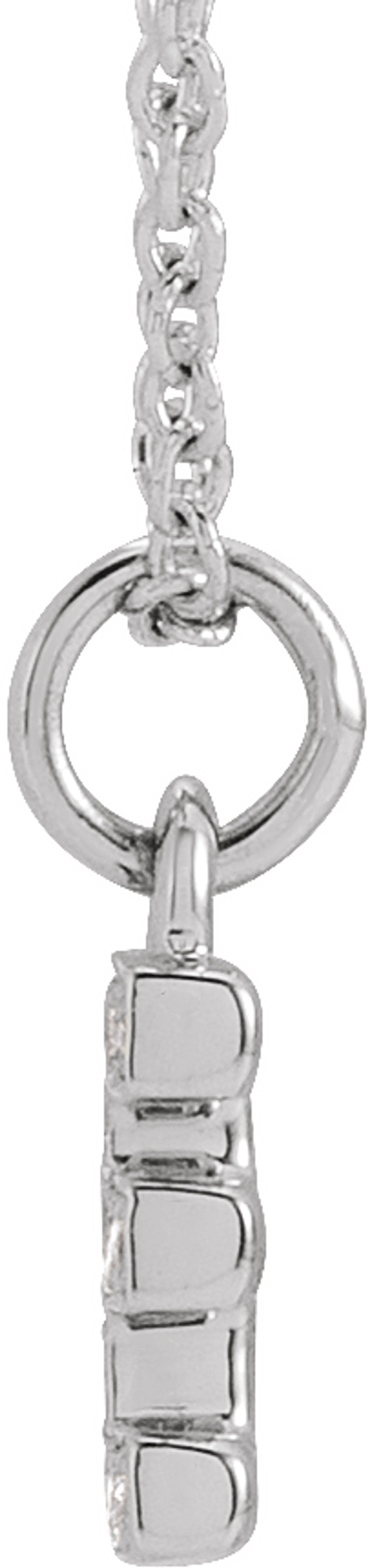 14K White Gold .04 CTW Natural Diamond Petite Initial E 16-18" Necklace