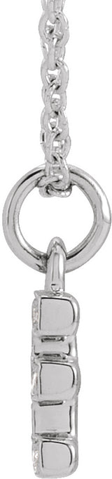 14K White Gold .04 CTW Natural Diamond Petite Initial E 16-18" Necklace