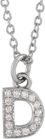 14K White Gold .05 CTW Natural Diamond Petite Initial D 16-18" Necklace