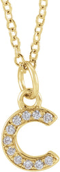14K Yellow Gold .04 CTW Natural Diamond Petite Initial C 16-18" Necklace