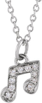 14K White Gold .05 CTW Natural Diamond Petite Music Note 16-18" Necklace