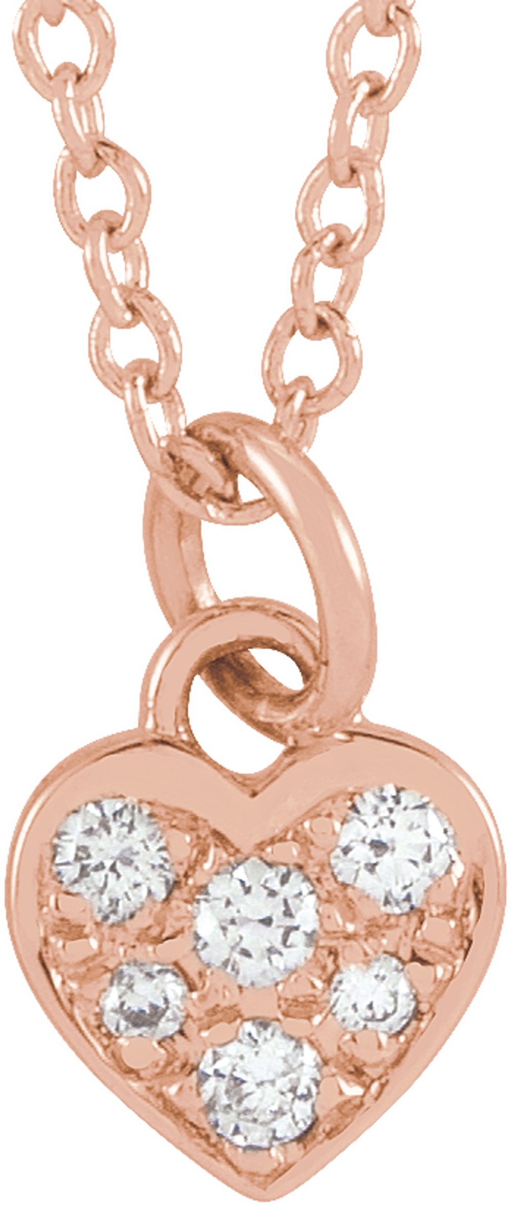 14K Rose .06 CTW Natural Diamond Petite Heart 16-18" Necklace