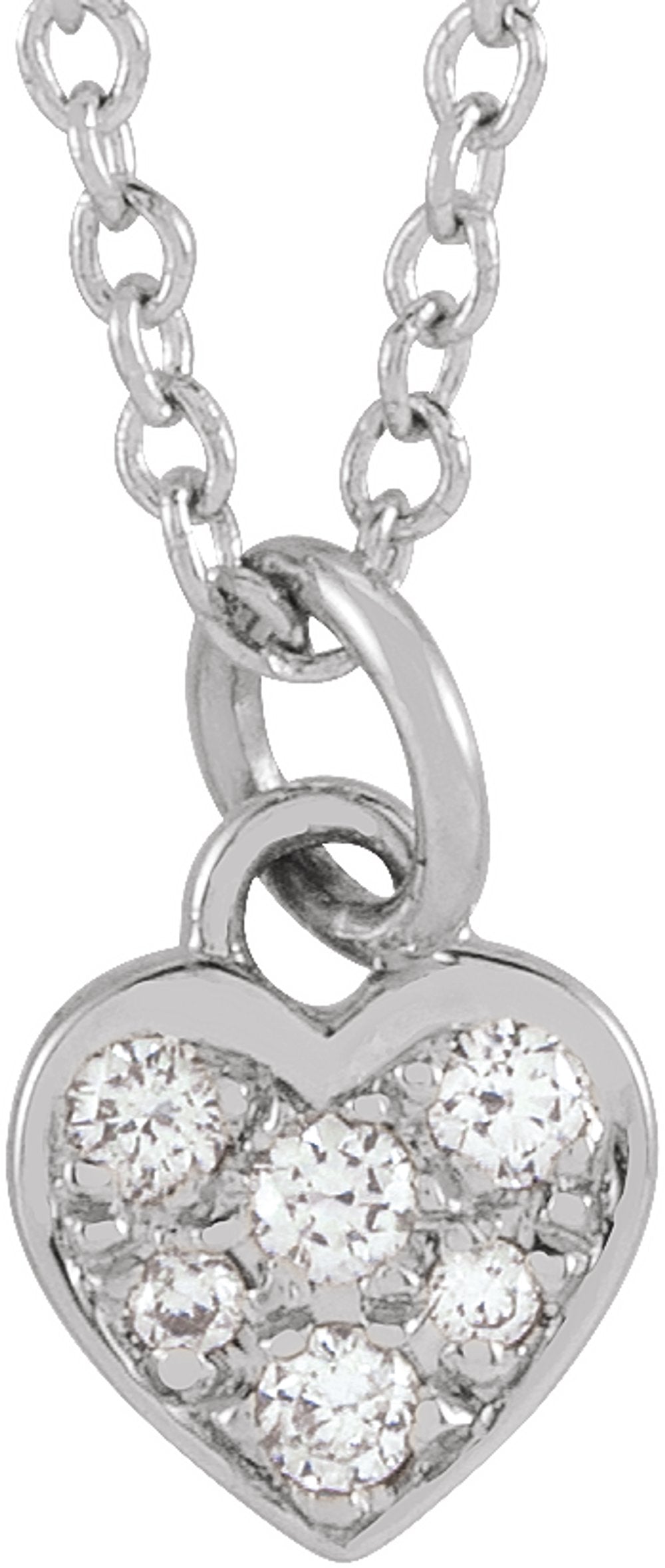 14K White Gold .06 CTW Natural Diamond Petite Heart 16-18" Necklace