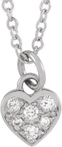 14K White Gold .06 CTW Natural Diamond Petite Heart 16-18" Necklace