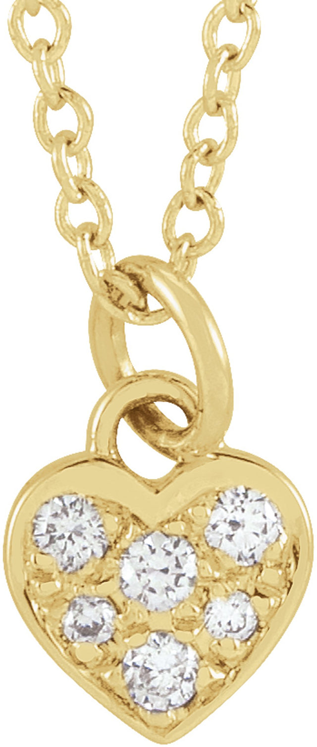 14K Yellow .06 CTW Natural Diamond Petite Heart 16-18" Necklace