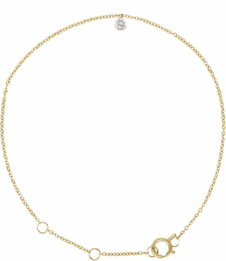 14K Yellow Gold 1/6 CT Drilled Natural Diamond Solitaire 6 1/2-7 1/2" Bracelet