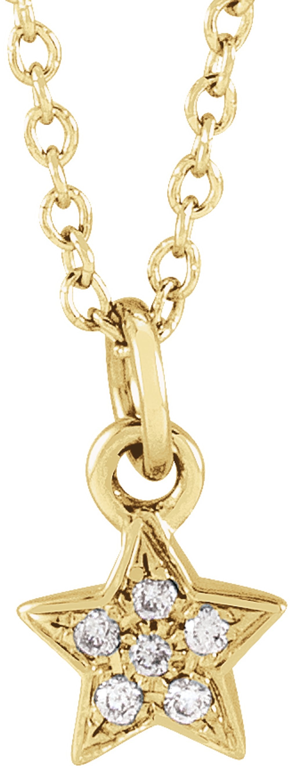 14K Yellow Gold .03 CTW Natural Diamond Youth Petite Star 15" Necklace