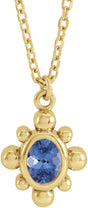 14K Yellow Gold Natural Tanzanite Beaded 16-18" Necklace