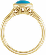 14K Yellow Gold 10x8 mm Natural Turquoise Cabochon Ring