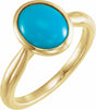 14K Yellow Gold 10x8 mm Natural Turquoise Cabochon Ring