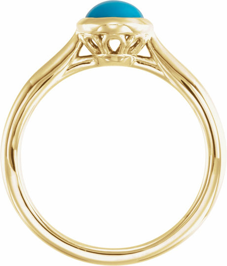 14K Yellow Gold 8x6 mm Natural Turquoise Cabochon Ring