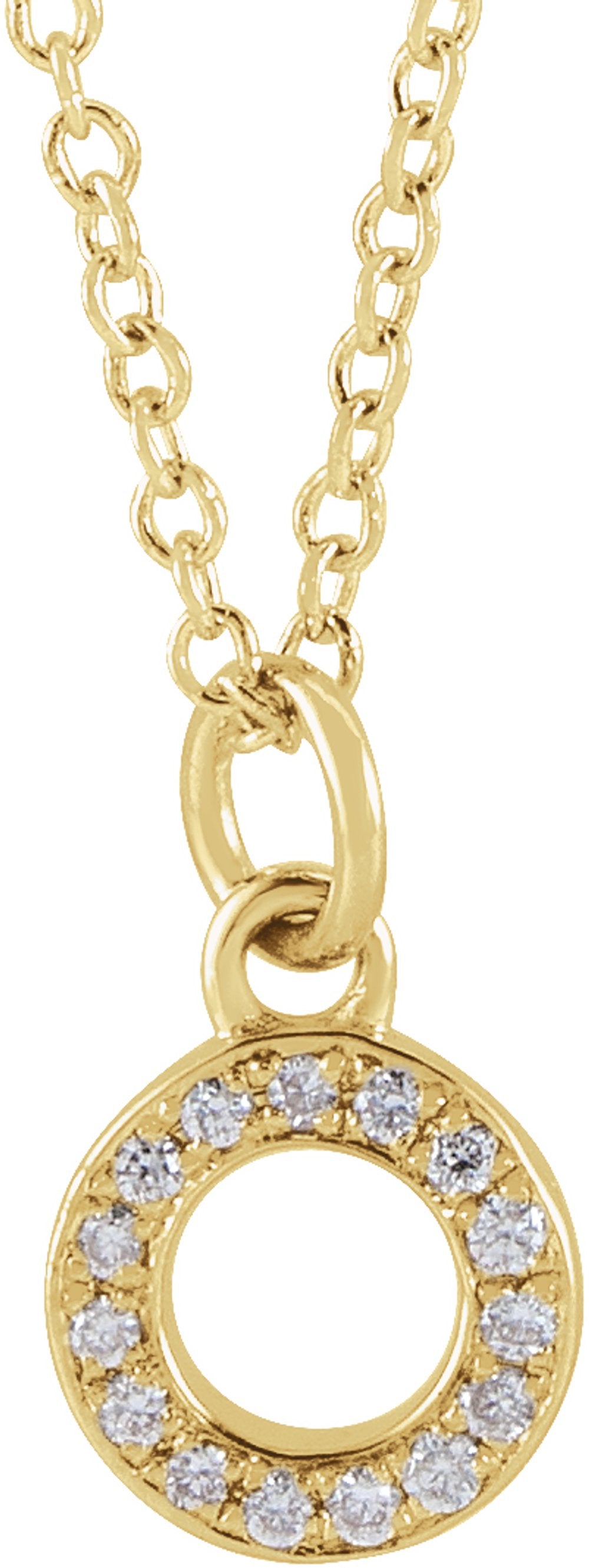 14K Yellow .05 CTW Natural Diamond Petite Initial O 16-18" Necklace