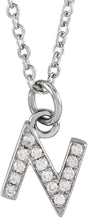 14K White Gold .05 CTW Natural Diamond Petite Initial N 16-18" Necklace