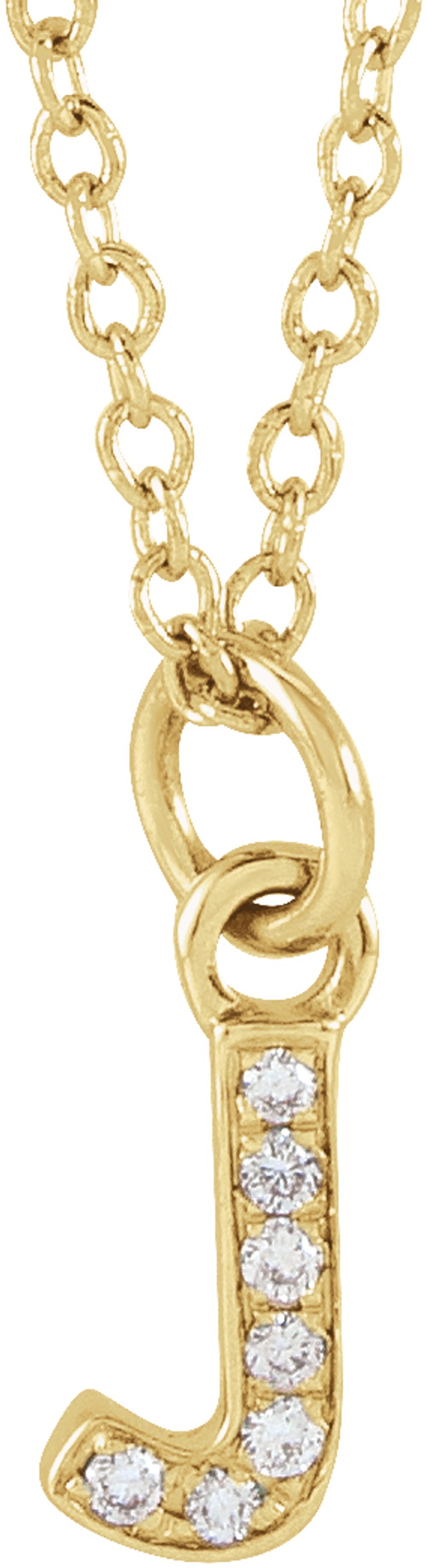 14K Yellow Gold .025 CTW Natural Diamond Petite Initial J 16-18" Necklace