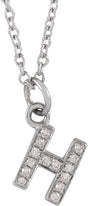 14K White .05 CTW Natural Diamond Petite Initial H 16-18" Necklace