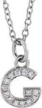 14K White Gold .05 CTW Natural Diamond Petite Initial G 16-18" Necklace