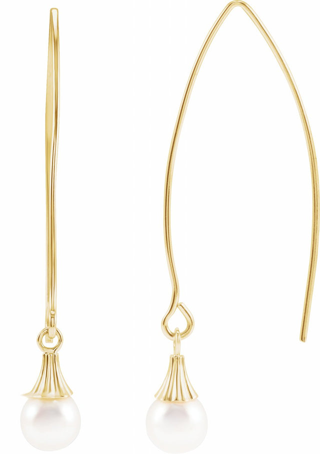 14K Yellow Cultured Akoya Pearl Earrings