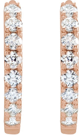 14K Rose Gold 1/5 CTW Lab-Grown Diamond 12 mm Hoop Earrings
