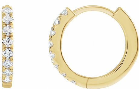 14K Yellow Gold 1/5 CTW Lab-Grown Diamond 12 mm Hoop Earrings