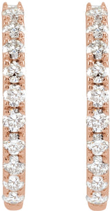 14K Rose Gold 1/4 CTW Lab-Grown Diamond 14 mm Hoop Earrings