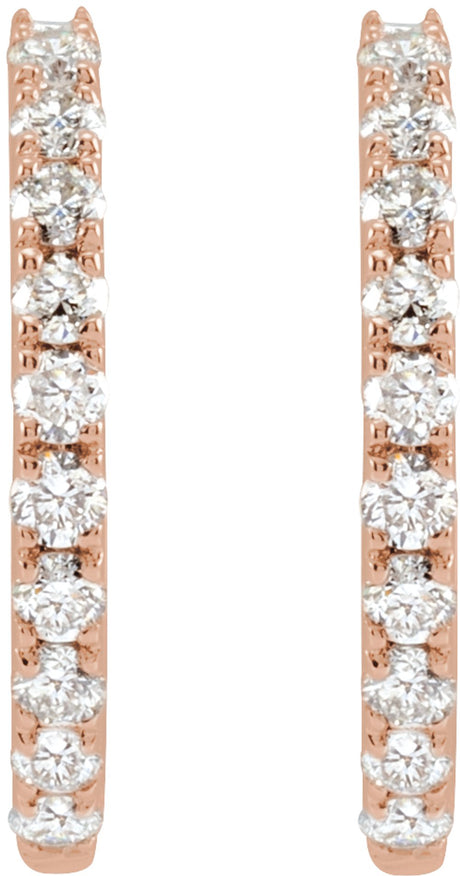 14K Rose Gold 1/4 CTW Lab-Grown Diamond 14 mm Hoop Earrings