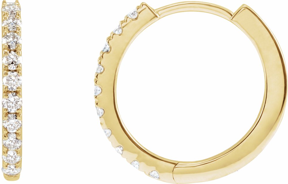 14K Yellow Gold 1/4 CTW Lab-Grown Diamond 14 mm Hoop Earrings