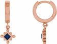 14K Rose Gold Lab-Grown Blue Sapphire Beaded Bezel-Set Hoop Earrings