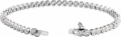 14K White Gold 3 1/2 CTW Lab-Grown Diamond Bezel-Set 7" Bracelet