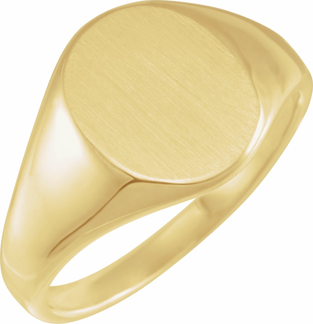 14K Yellow Gold 14.6x12.1 mm Oval Signet Ring