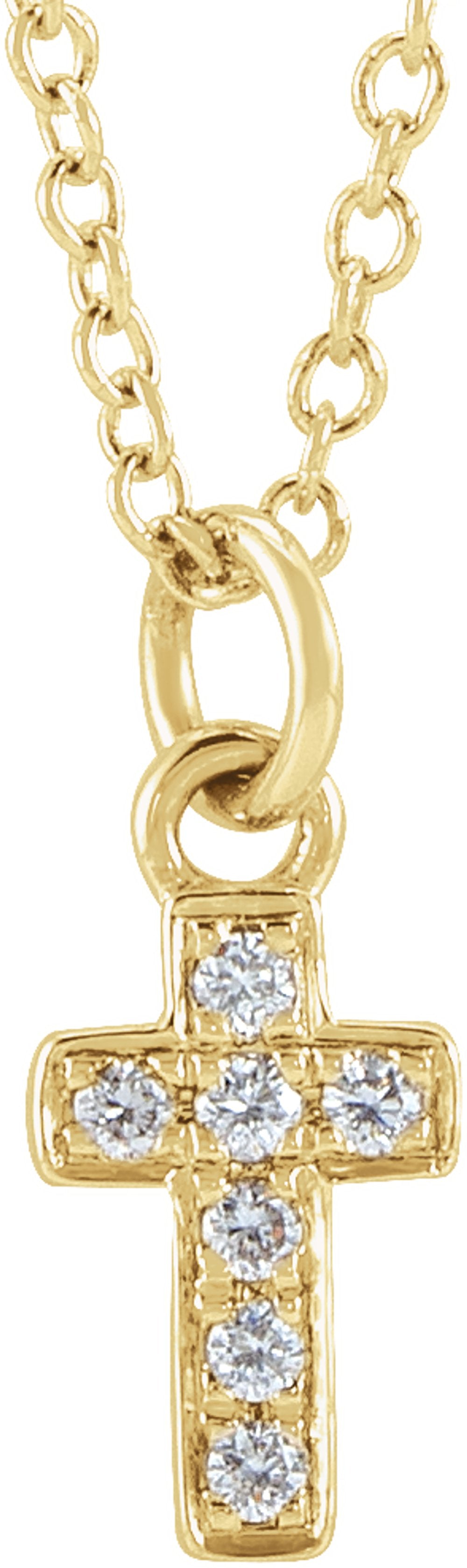 14K Yellow .04 CTW Natural Diamond Youth Cross 15" Necklace