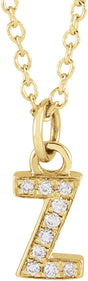 14K Yellow Gold .03 CTW Natural Diamond Petite Initial Z 16-18" Necklace