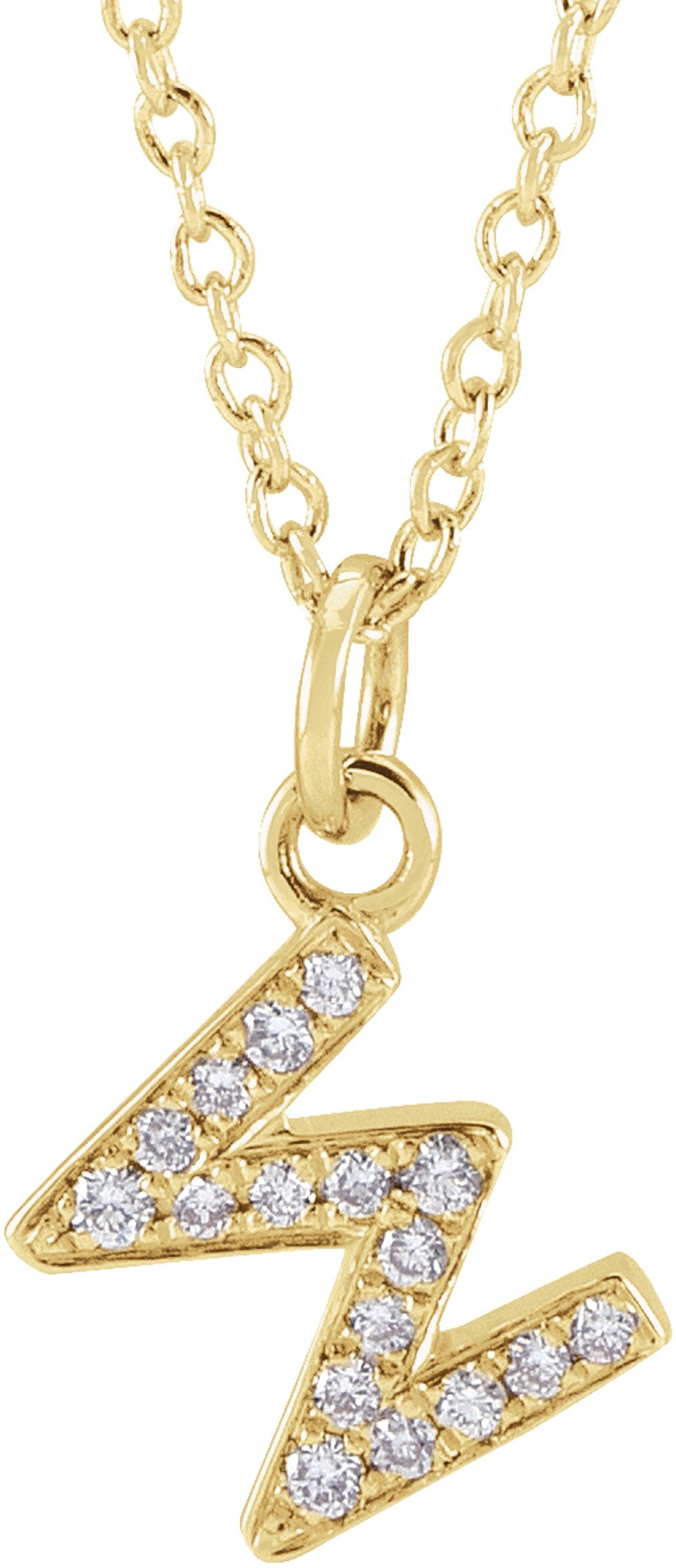 14K Yellow .06 CTW Natural Diamond Petite Initial W 16-18" Necklace