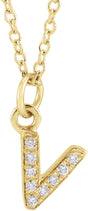 14K Yellow Gold .03 CTW Natural Diamond Petite Initial V 16-18" Necklace