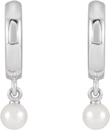 Sterling Silver Cultured Seed Pearl Hoop Earrings