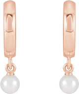 14K Rose Cultured Seed Pearl Hoop Earrings