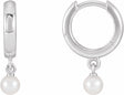 14K White Gold Cultured Seed Pearl Hoop Earrings