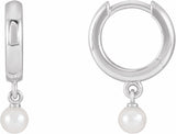 14K White Gold Cultured Seed Pearl Hoop Earrings