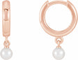 14K Rose Cultured Seed Pearl Hoop Earrings