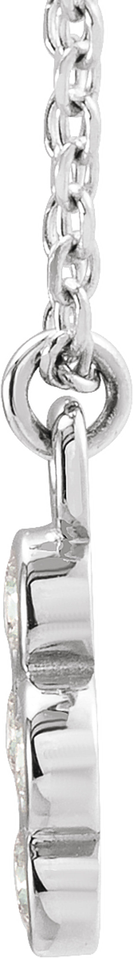 14K White 1/8 CTW Natural Diamond Cluster 16-18" Necklace