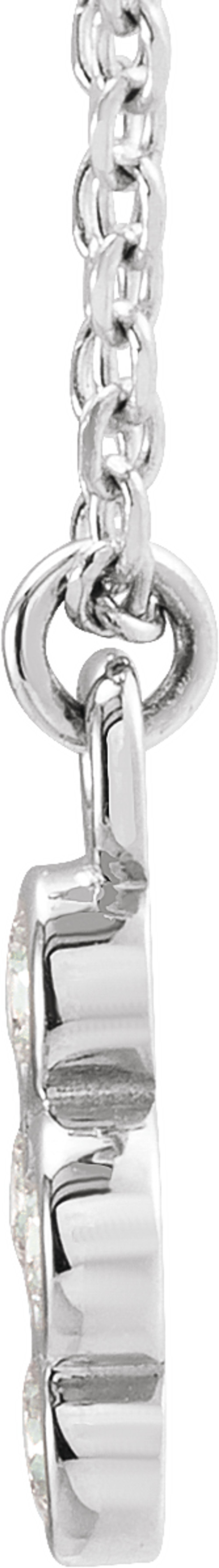 14K White 1/8 CTW Natural Diamond Cluster 16-18" Necklace